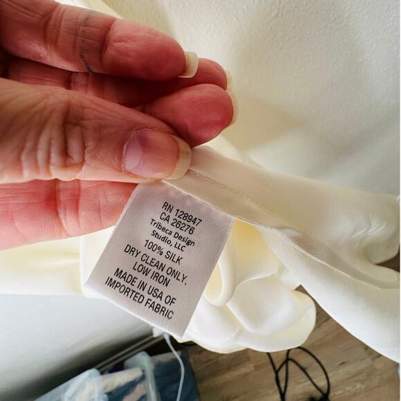 Nili Lotan Cream V-Neck Spaghetti Strap 100% Silk Slip Dress XL - Picture 13 of 16